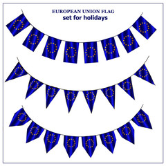 Fototapeta premium Bright set with flag of of European Union. Happy European Union day background. Bright illustration with white background.