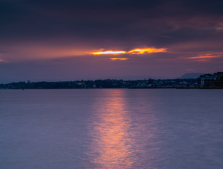Naklejka premium Zachód słońca nad Oslo
