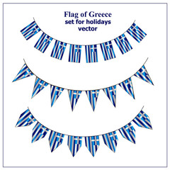 Bright set with flag of of Greece. Happy Greece day background. Bright vector illustration with white background.