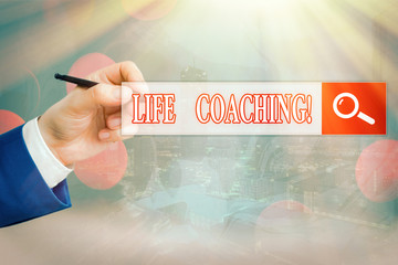 Conceptual hand writing showing Life Coaching. Concept meaning Employee employed to help showing...