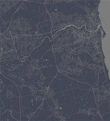 map of the city of Sunderland, Tyne and Wear, North East England, England, UK