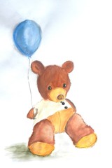 Bear with Balloon watercolour