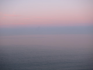 Mist on the sea at sunset