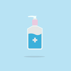 Disinfection. Hand sanitizer bottle icon, washing gel. Vector illustrationDisinfection. Hand sanitizer bottle icon, washing gel. Vector illustration