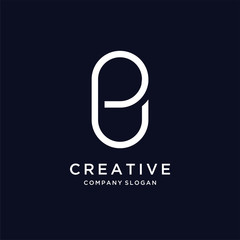 Abstract letter P B logo design template, logo monogram minimalist style, linear art two letters together P and B combination, P B Idea logo design inspiration