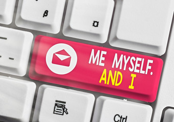 Word writing text Me Myself And I. Business photo showcasing used by speaker to refer to herself as...