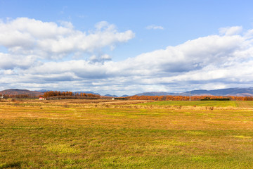 Obraz premium 日本の北海道東部・上士幌町付近、秋の風景