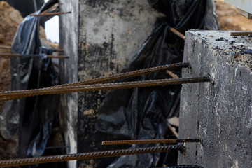 concrete pillars with rebar