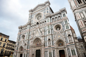 Architectural Sights of Cathedral of Santa Maria del Fiore (Duomo di Firenze) in Florence, Italy