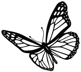 Butterfly black and white tribal tattoo cut out silhouette