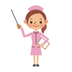 指し棒を使って解説する看護師（ナース）