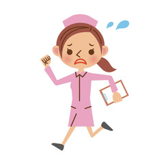 慌てる様子で走る看護師（ナース）