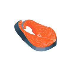 Steak of red fish salmon for sushi food menu vector illustration Isolated white background.