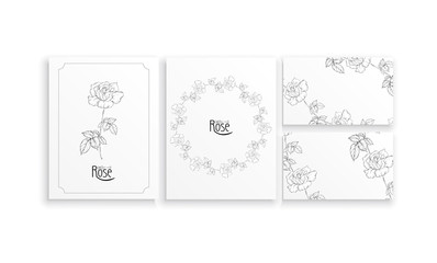 Fototapeta na wymiar set of cards and business cards with graphic floral