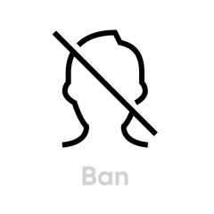 Ban without Mask Respirator icon. Editable line vector.