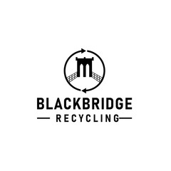 black bridge recycling logo design vector image illustration