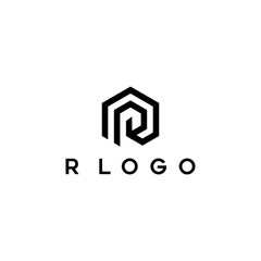 initial R letter logo design vector with geometric concept