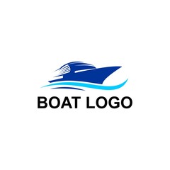 boat sail logo design vector image with wave blue marine concept illustration