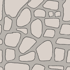 Stones handdrawn seamless gray pattern. Vector illustration.