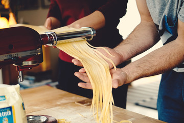 making homemade noodles and pasta with machine