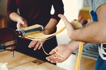 making homemade noodles and pasta with machine