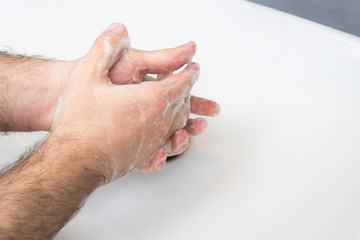 Fototapeta premium washing hands. Hygiene concept hand detail.