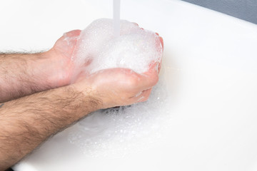 washing hands. Hygiene concept hand detail.
