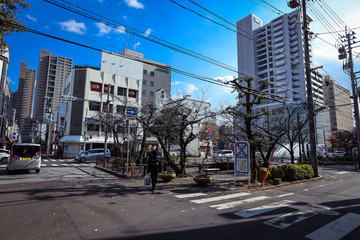 Fototapeta na wymiar Okayama, Japan - January 06, 2020: City scape of the Small City streets