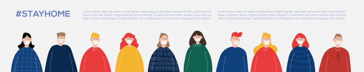 Vector Illustration. Quarantine campaign to prevent spread of COVID-19.