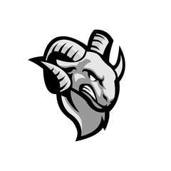 masculine angry horned goat head vector illustration design