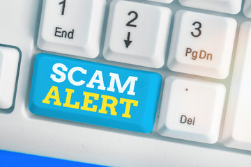 Text sign showing Scam Alert. Business photo text unsolicited email that claims the prospect of a...
