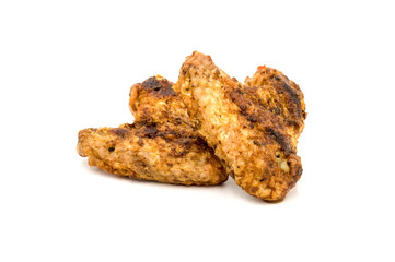 Grilled chicken wings isolated on white background