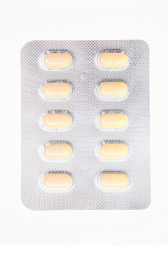Antibiotic pills  in a blister medical dressing