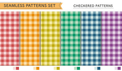 シームレス　ギンガムチェック　パターン　セット