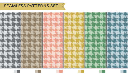 シームレス　ギンガムチェック　パターン　セット