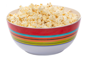 Bowl of Popcorn Isolated On White