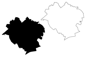 Olsztyn City (Republic of Poland, Warmian-Masurian Voivodeship) map vector illustration, scribble sketch City of Olsztyn map