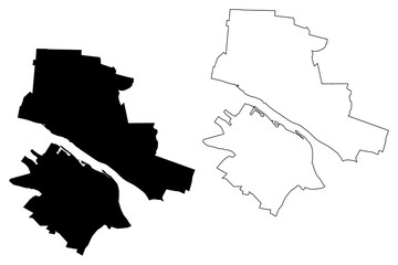 Fototapeta premium Plock City (Republic of Poland, Masovian Voivodeship) map vector illustration, scribble sketch City of Plock map