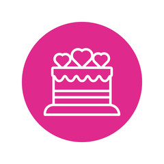 happy valentines day sweet cake with heart block and line style