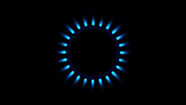 blue flames of gas stove