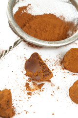 chocolate truffles isolated on white