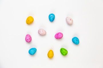 Fototapeta na wymiar Collection Perfect colorful handmade mini size easter eggs isolated on a white