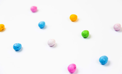 Fototapeta premium Collection Perfect colorful handmade mini size easter eggs isolated on a white