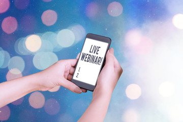 Word writing text Live Webinar. Business photo showcasing presentation lecture or seminar...