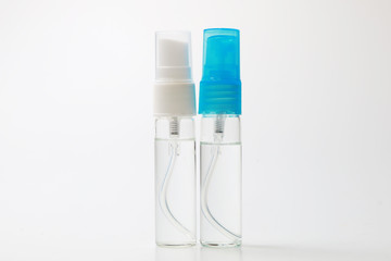 Bottle and spray bottle hand sanitizer gel anti and protect yourself from  Coronavirus Covid 19, Isolated bottle and alcohol