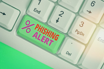 Handwriting text Phishing Alert. Conceptual photo aware to fraudulent attempt to obtain sensitive...