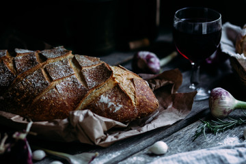 Wheat flour bread on the table