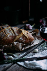 Wheat flour bread on the table