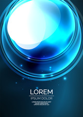 Glowing neon shiny transparent bubbles, glass circles or bio cell concept. Techno futuristic vector abstract background For Wallpaper, Banner, Background, Card, Book Illustration, landing page
