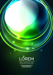 Glowing neon shiny transparent bubbles, glass circles or bio cell concept. Techno futuristic vector abstract background For Wallpaper, Banner, Background, Card, Book Illustration, landing page